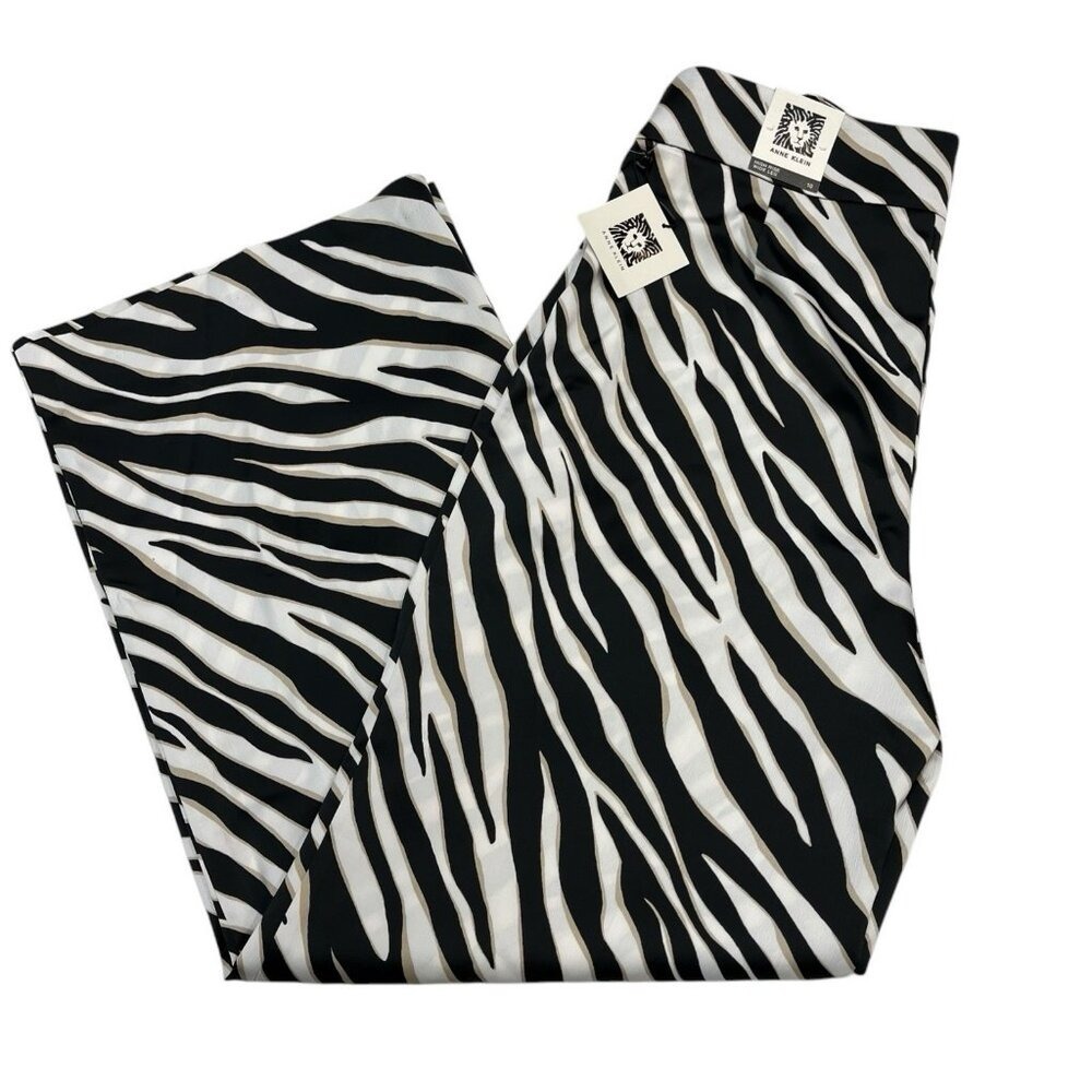 Anne Klein Black and White Zebra Wide-Leg Pants